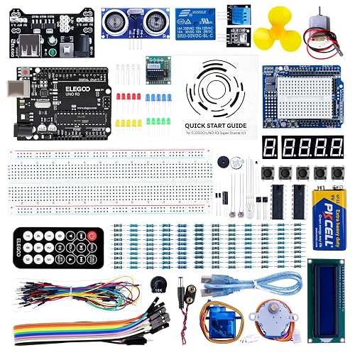 ELEGOO UNO R3 Project Super Starter Kit with PDF Tutorial for Beginners | Compatible with Arduino, 22+ Hands-on Projects, Upgraded Starter Kits with Power Supply, STEM, DIY Basic Circuit Building