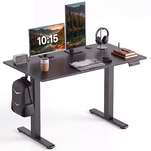 Claiks 48 x 24 Inch Black Electric Standing Desk | Adjustable Height, Sit Stand, 3 Memory Presets, Cable Management, Spacious Ergonomic, Home Office & Bedroom