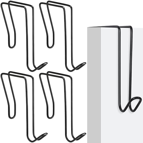 Oudain 4 Pack Over Cubicle Hooks Wall Panel Partition Coat,Black | Wire Hooks for Office Accessories, Over Door Hanger for Coats Bags Headphones, No Drill Install for Cube Wall Panels