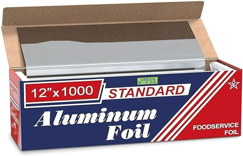 Urban Box Co.Standard Aluminum Foil Roll 12" x 1000 ft (1 Pack), Commercial Grade Silver Foil Wrap, Heat Resistant,Tear -Resistant, Extra Strong for Catering, Baking, Cooking & Food Service Use