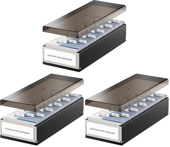 MaxGear Business Card Holder for Desk, Capacity: 800 Cards (3.5” x 2.2”) (Pack of 3)