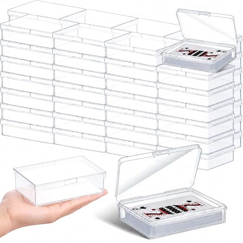 Vicenpal Playing Card Box, 120 Pcs, Raised Snap, 3.86 x 2.91 x 0.94 Inch | Clear Plastic Playing Card Deck Case with Snap Closure, Holds Poker Deck, Storage Organizer for Bank Business Trading Gaming