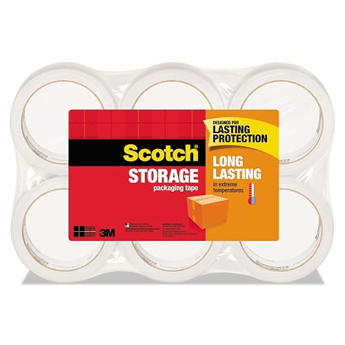 Scotch Long Lasting Storage Packing Tape Rolls, Clear, Storage Tape Withstands Extreme Temperatures, 1.88 in x 54.6 yd, 6 Refill Rolls