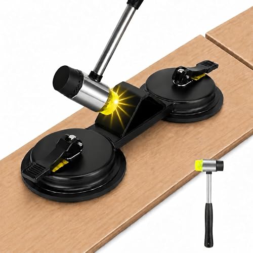 Upgraded Floor Gap Fixer Tool, Laminate Flooring Tools for Fixing Gaps | Heavy Duty Double Suction Cup Floor Repair Kit, 45° Striking Surface Laminate Flooring Tool for Vinyl, Hardwood