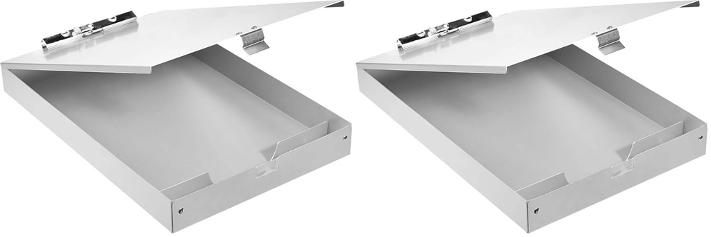 Amazon Basics Aluminum Storage Clipboard, Two-Tier, Standard Clip, 14" x 9", Silver (Pack of 2)