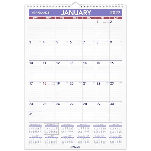 AT-A-GLANCE 2027 Wall Calendar, Monthly, 12" x 17" Planner, Ruled Daily Blocks (PM22827)