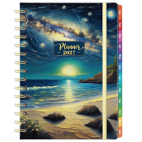 2027 Planner - JAN.2027 - DEC.2027, 8.4" x 6.3", 2027 Calendar Planner | Planner 2027, 2027 Planner Weekly and Monthly with Inspiring Quotes, Tabs, Pocket, Hardcover, Perfect for School Office Home