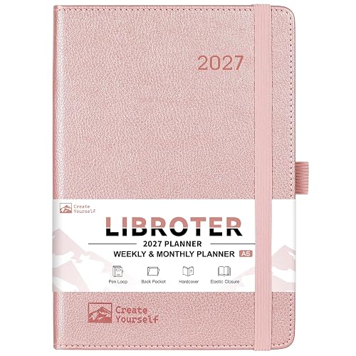 2027 Planner - Agenda Planner 2026-2027 Weekly Monthly Planner | January 2027 - December 2027, 5.7'' x 8.4'', Thick Paper, Leather Cover, Pen Holder, Back Pocket, Perfect Daily Organizer