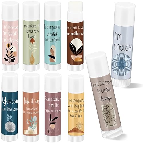 Leelosp 200 Sets Mental Health Awareness Lip Balm Gift Set with Positive Affirmation Cards, Bulk Inspirational Thank You Appreciation Gifts for Employees Volunteers Coworkers Events