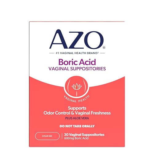 AZO Vaginal Boric Acid Suppositories for Women, 600mg, 30 Count | From the #1 Vaginal Health Brand± Supports Vaginal Freshness & Odor Control*, Clinically Studied Amount 600mg of Boric Acid