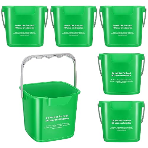 Roshtia 6 Pcs 3 Quart Sanitizing Cleaning Bucket Square, Green | Sanitation Bucket Samll Sanitizer Pails for Restaurant Commercial Kitchen Cleaning, Detergent Storage for Office School