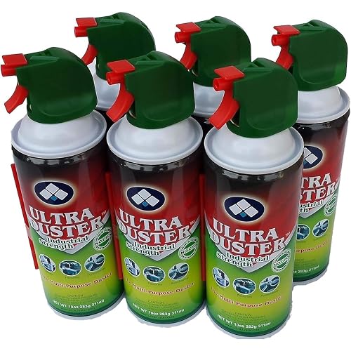 Ultra Duster Compressed Air Cleaner for Electronics, 10 oz., 6-Pack | Removes dust from keyboards, laptops, and office equipment. Bulk pack of 6 cans.