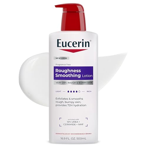 Eucerin Roughness Smoothing Lotion with Urea, 16.9 FL OZ | Urea Enriched Body Moisturizer for Rough, Bumpy, Dry Skin, 72 Hours of Hydration, Paraben and Fragrance Free