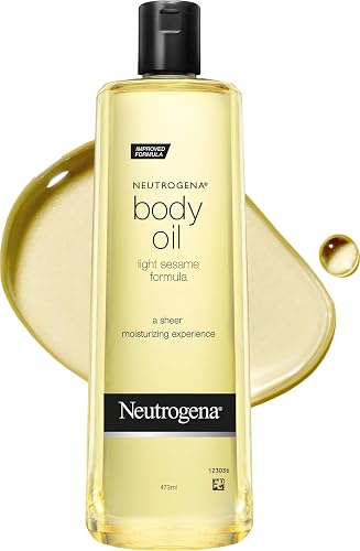 Neutrogena Body Oil Light Sesame Formula, 16 fl. oz | Nourishing Moisturizer, for Before- and After-Shower Application, Lightweight, Non-Greasy Feel
