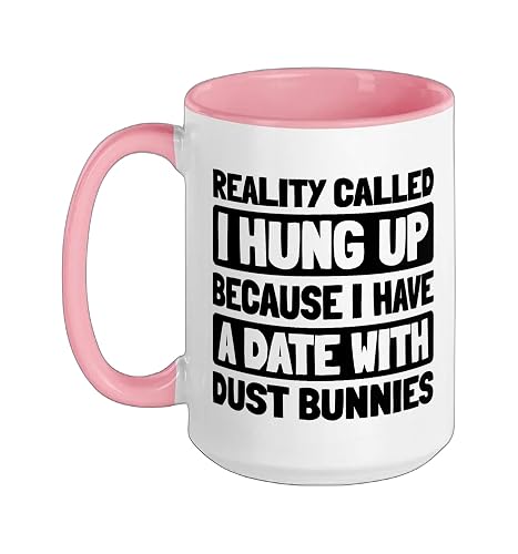 Cleaner Sanitation Janitorial - Housekeeping Cleaner Ceramic Mug, Pink/White, 15oz