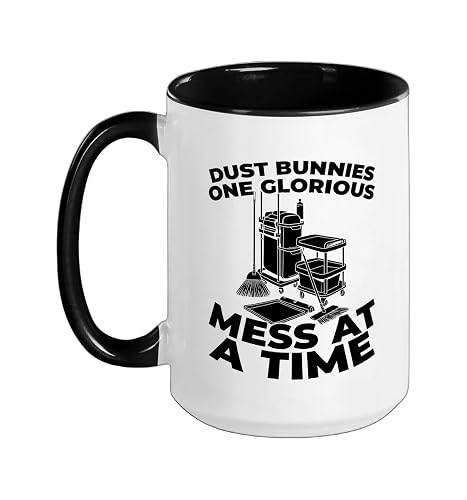 Cleaner Sanitation Janitorial Housekeeping - Cleaner Ceramic Mug, Black/White, 15oz