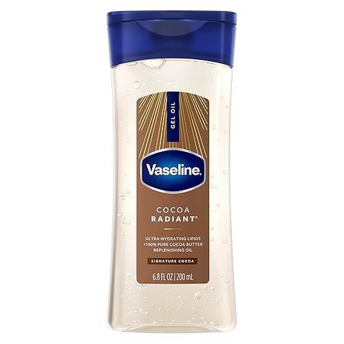 Vaseline Intensive Care Cocoa Radiant for Glowing Skin Body Gel Oil Made with Pure Cocoa Butter + Replenishing Oils 6.8 fl oz | Body moisturizer for dry skin, with 100% Pure Cocoa Butter & Replenishing Oils for a healthy glow, Intensive Care