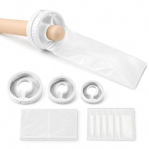 Wearable Urine Collection Pouch for Men, Portable Personal Care Set with 3 Silicone Sleeve Sizes, 20 Disposable Bags and 6 Absorbent Packs, Convenient for Lying Down and Overnight Use