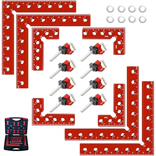 8Pcs Corner Clamps for Woodworking (4x5.5"& 4x3.14") With Box. | 90 degree right angle Aluminum Alloy Clamp, Positioning Square Tools for Frame, Cabinets, Drawers,Box, for Dad.