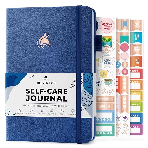 Clever Fox Self-Care Journal for Women, Daily Planner 5.8x8.3 Mystic blue | 3-month mental health journal, habit tracker, wellness journaling supplies for women & teen girls, gratitude & mood log