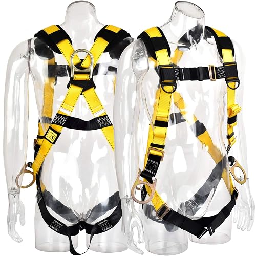WELKFORDER 3D-Ring Industrial Fall Protection Safety Harness ANSI/ASSE Z359.11-2021 Compliant Full Body Personal Protection Equipment 5-Point Adjustment Universal 310 lbs