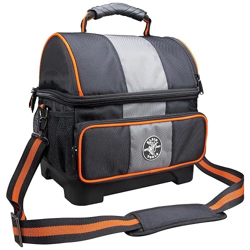Klein Tools 55601 Lunch Box/Cooler, 12-Qt Insulated Lunch Box, Soft Side, 4 Compartments, Stays Cool up to 12 Hours, Tradesman Pro