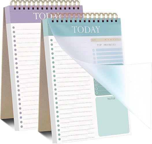 Thboxes 2 Pack To Do List Notepad, A5 Undated Daily Planner Task Checklist | Undated Daily Task Planner, 208 Pages Notebook, for Home, Office, Travel, Work, College Essentials & College School Supplies