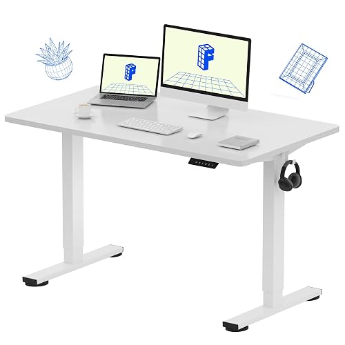 FLEXISPOT EN1 48"x24" One-Piece Standing Desk, White | 176 LBS Capacity, Seamless Desktop, Home Office, 4 Memory Presets, Dual Monitor Setup, Anti-Collision