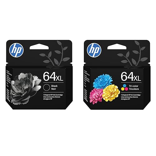 HP 64XL Black and 64XL Tri-Color Ink Cartridge 2 Pack for Printers | Works with Printer Series: Envy Inspire 7950e; Envy Photo 6200, 7100, 7800; Tango. Packaging May Vary.