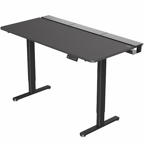 VIVO Black 60 x 30 in Standing Desk, DESK-KIT-E2B-P3B | Electric, Dual Motor, Holds 220 lbs, Sit Stand, Height Adjustable, Cable Tray, Full-Size Mouse Pad, Memory, Black Frame