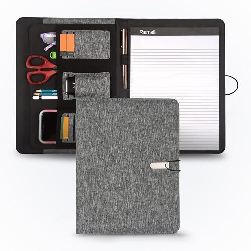 Samsill Professional Padfolio, Recycled Water Bottle Material, rPET, Business Portfolio for Men and Women, with 8.5 x 11 Writing Pad, Contrast Gray/Black