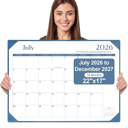 Desk Calendar 2026-2027 with Desktop Mat,22x17'' Large Desktop Pad Calendar | 18 Month Desk Calendar 2027, Use from July 2026 to Dec 2027, Simplified Monthly Calendar Perfect for Home School and Office