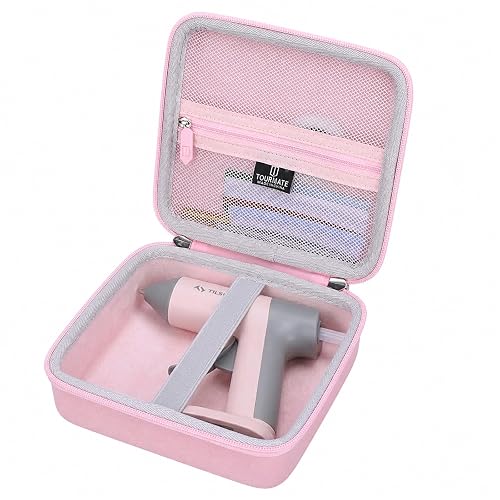 Tourmate Hard Case Compatible HOTO Cordless Hot Glue Gun/HOTO Easyflow Gun,Travel Box for Aootagti/EASYTOO/TILSWALL/COMTO Hot Glue Gun(Only Case） (Pink)