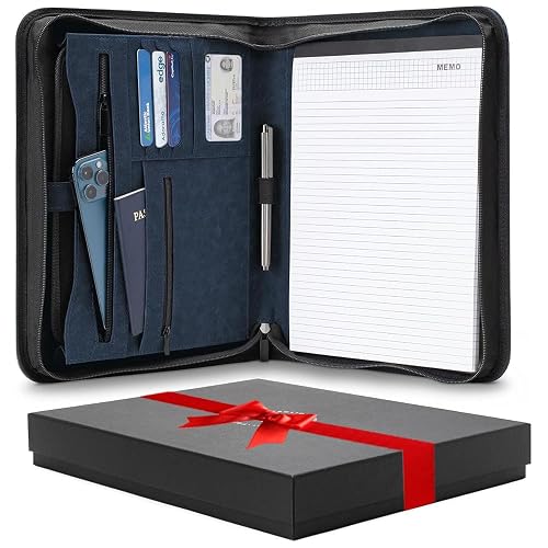 Forevermore Portfolio Binder, Slim No Ring, Zipper, Vegan Leather, Blue