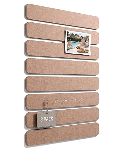 Fluxynara 13" x 2" Felt Wall Panels, Boho Dune | 8-Pack Includes 50 Push Pins and Adhesive Tabs for Photos, Notes and Decor in Bedroom Doors, Home Office or Studios