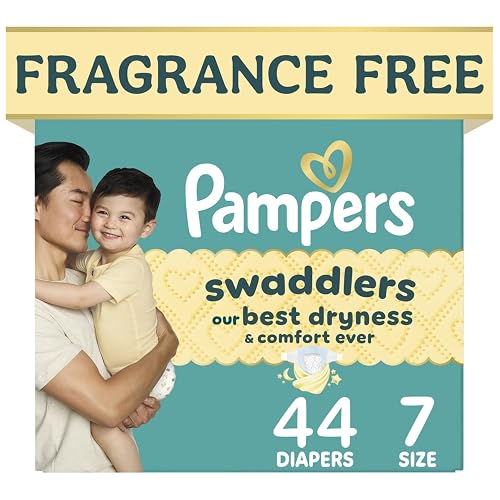 Swaddlers Diapers, Size 7 (26-50 lbs), 44 Count, Fragrance Free, Hypoallergenic, Absorbent, Pediatrician Recommended, Skin Safe