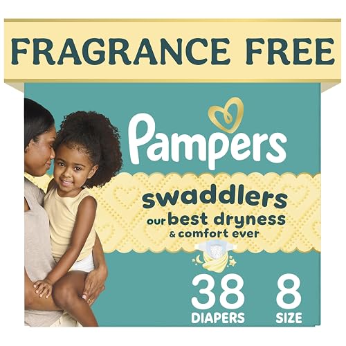 Swaddlers Diapers, Size 8 (30+ lbs), 38 Count, Fragrance Free, Hypoallergenic, Absorbent, Pediatrician Recommended, Skin Safe