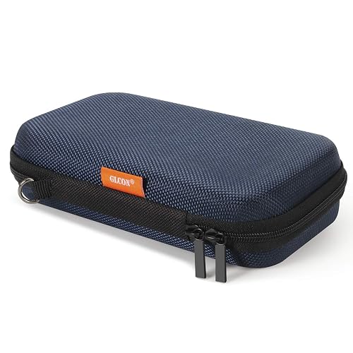 GLCON Portable Tech Travel Bag, Grey Blue Hard EVA Protective Storage Bag | Mesh Inner Pocket, Fits Power Bank, Hard Drive, Cell Phone, External Battery, Charging Cable, Zipper