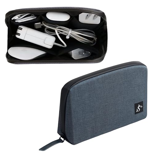 Small Electronics Organizer Travel Case, Cord and Cable Tech Bag Pouch | Compact soft tech Bag pouch for cables cords chargers earbuds and slim power bank water-resistant for travel, cruise and work