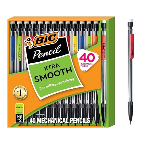BIC Xtra Smooth Mechanical Pencil, 0.7 mm Medium Point, 40-Count Pack | Refillable and Retractable Design | Break-Resistant Lead for Durability | Ideal for Students and Teachers