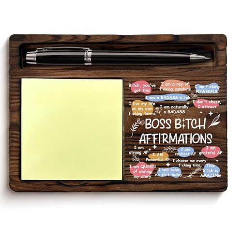 Work Office Decor for Women Sticky Note Holder, Motivational Gifts for Boss Lady, Boss Lady Affirmations Post It Note Dispenser for Office Desk Decor