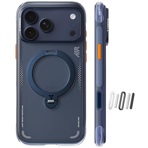 TORRAS Q3 Air for iPhone 17 Pro Case, 360 Magnetic Stand - Midnight Blue | AirPro Cushion, Fit for MagSafe, Heavy Duty Impact Protection, Camera Control Button, Tough Durable Phone Case, 6.3 inch