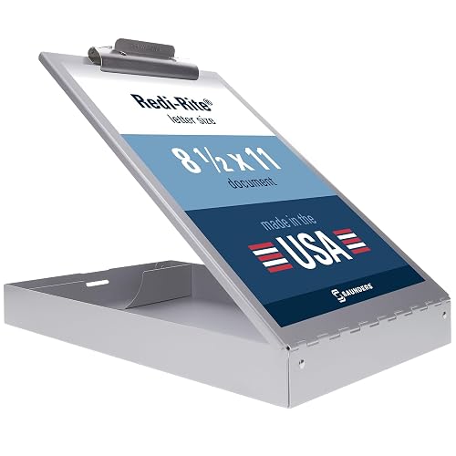 Saunders Redi-Rite Aluminum Storage Clipboard, Nursing, Letter Size, Silver | Self-locking latch, riveted steel clip with ID holder holds 200+ sheets, 1.5-in storage, Made in USA, 89% recycled aluminum