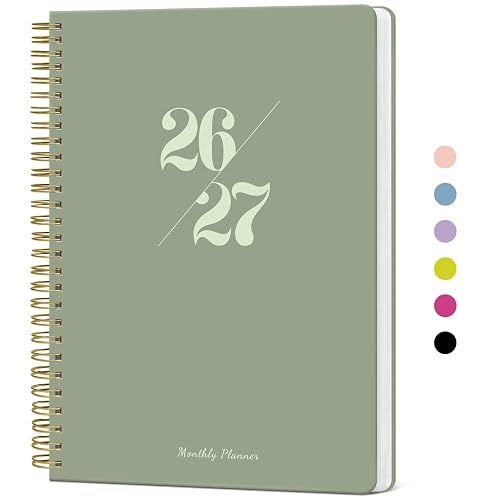 Monthly Planner 2026-2027, 18 Months Calendar, Jul 2026-Dec 2027 | 7" x 10" Calendar Planner 2026-2027, Perfect for School Office Home Planning - Green