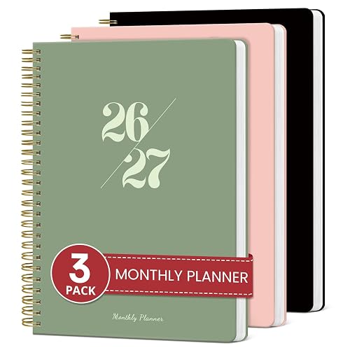 Monthly Planner 2026-2027, 18 Months Calendar, Jul 2026-Dec 2027 | 7" x 10" Calendar Planner 2026-2027, Perfect for School Office Home Planning - Black Green Pink
