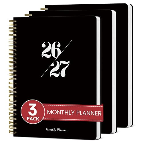 Monthly Planner 2026-2027, 18 Months Calendar, Jul 2026-Dec 2027 | 7" x 10" Calendar Planner 2026-2027, Perfect for School Office Home Planning - 3Black