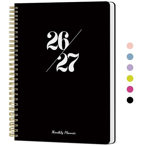 Monthly Planner 2026-2027, 18 Months Calendar, Jul 2026-Dec 2027 | 7" x 10" Calendar Planner 2026-2027, Perfect for School Office Home Planning - Black