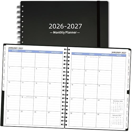 Monthly Planner 2026-2027 (7.6'' x 9.6''), from Jul 2026-Dec 2027, 18 Months Calendar Book, 2026 Agenda Planner with Tabs & Pocket, Black