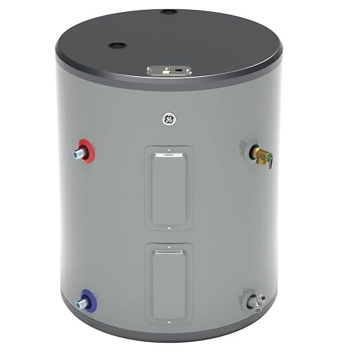 GE GE40L08BSM 40 Gallon Lowboy Electric Water Heater with Two 5500 Watts Heating Elements Inlet Tube and Side Port in Gray