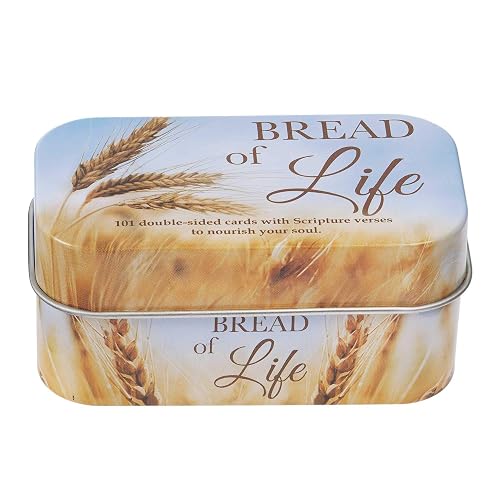 Christian Art Gifts Bible Verse Promise Cards | Bread of Life | 202 Scriptures to Nourish Your Soul, Daily Encouraging Pocket Size Scripture Cards for Men and Women in Decorative Tin